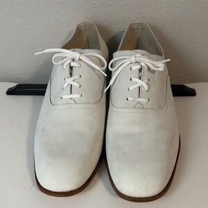 White Textured Oxfords with Classic Lace-Up Design
